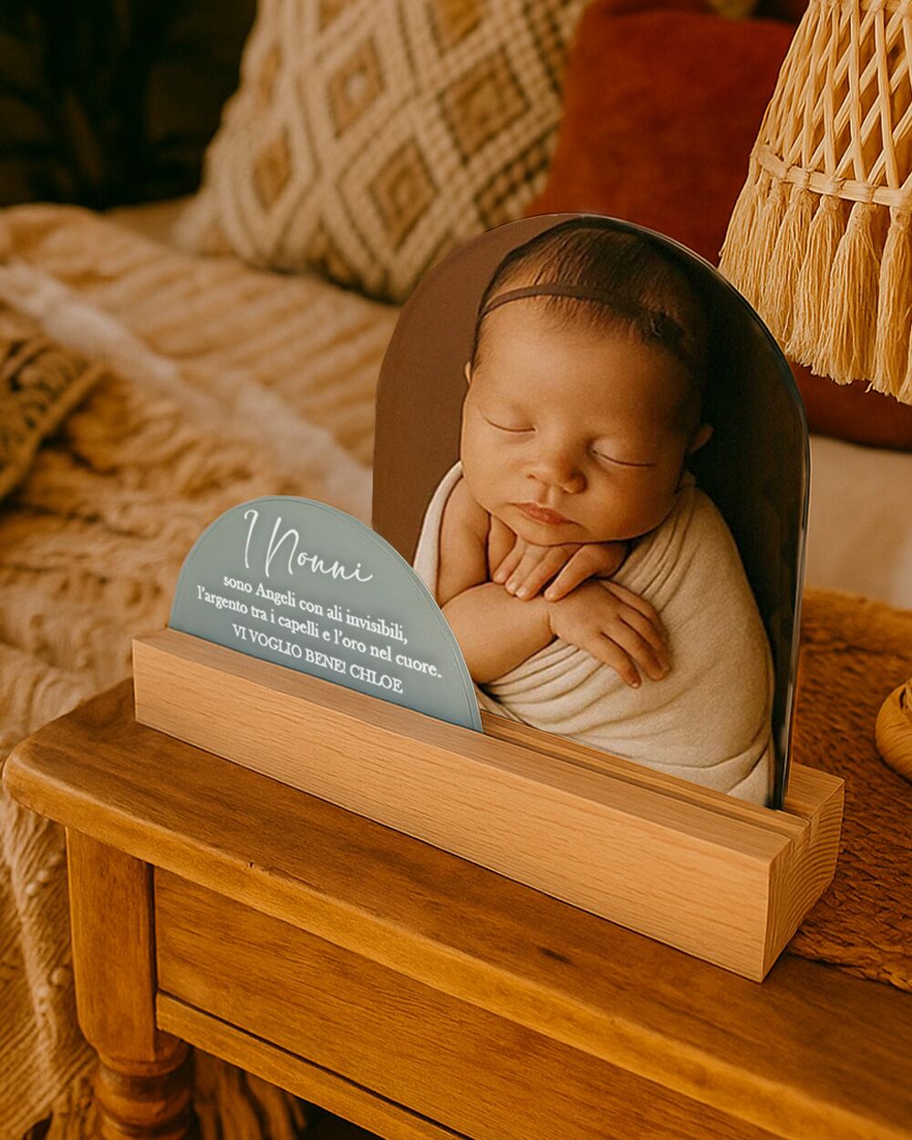 portafoto-con-dedica-stile-boho-personalizzato-colori-targhetta-