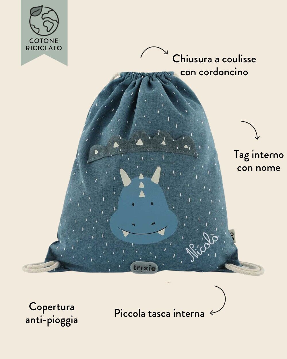 sacca-asilo-trixie-triceratops-personalizzata