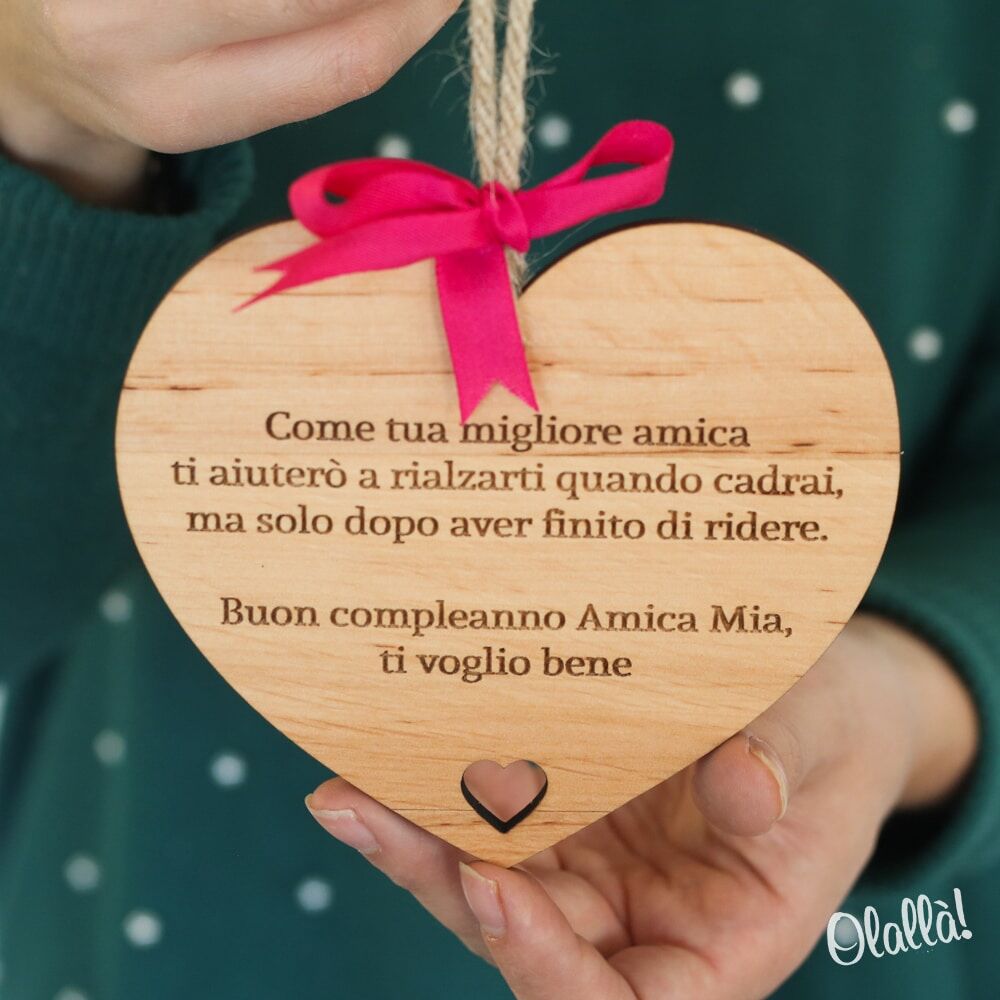 Decorazione Cuore Legno Amica Idea Regalo Personalizzata 65 1