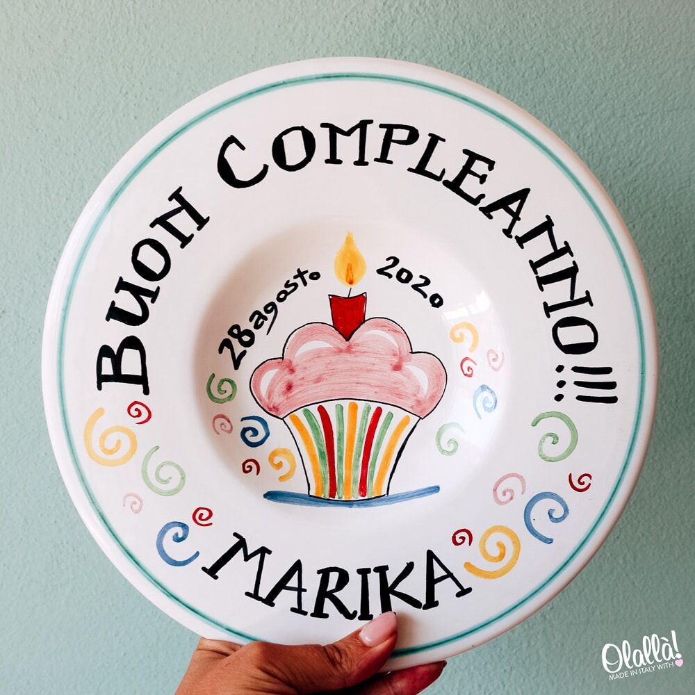 Piatto Dipinto Mano Compleanno Personalizzato