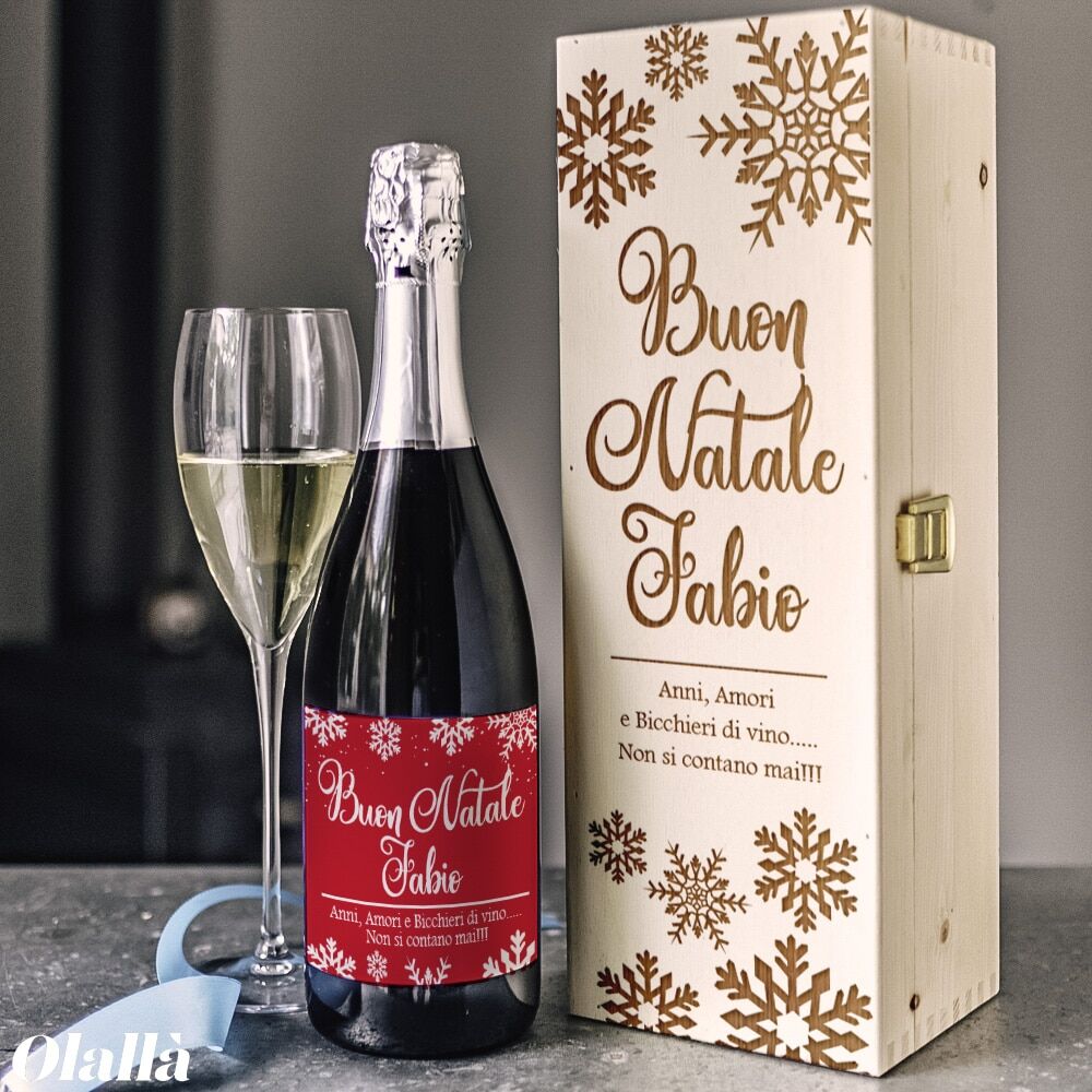 Cassettina Natale Fiocchi Personalizzata Regalo Spumante