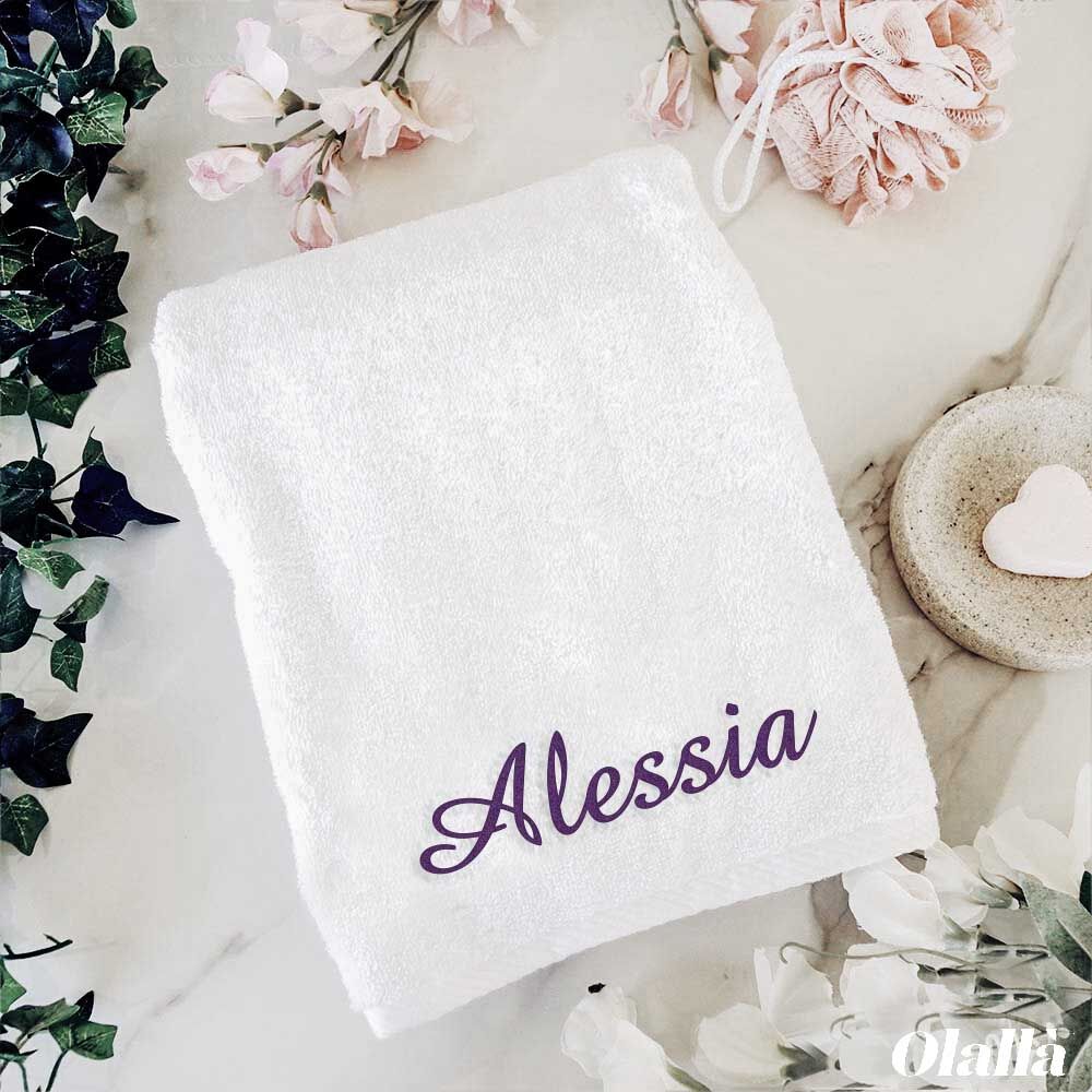 Asciugamano Ricamato Spugna Personalizzato Nome Iniziali2