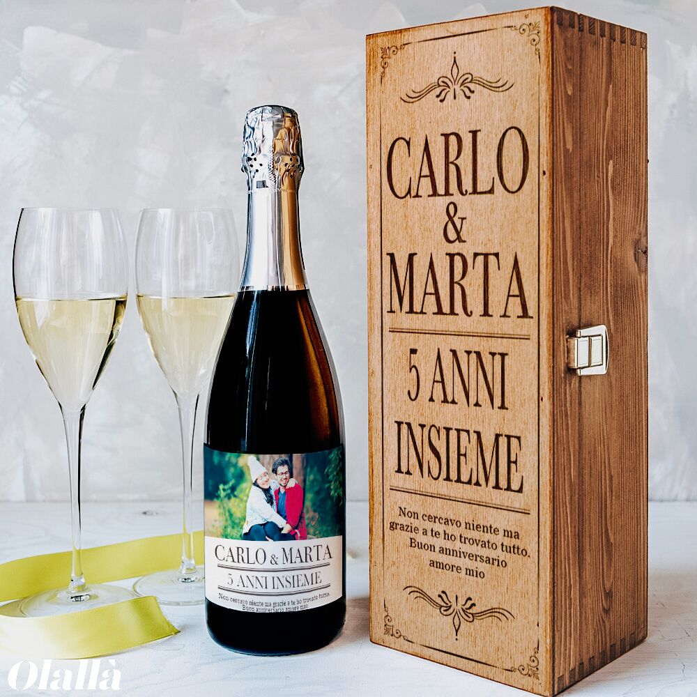 Cassettina Vino Personalizzata Anniversario Foto