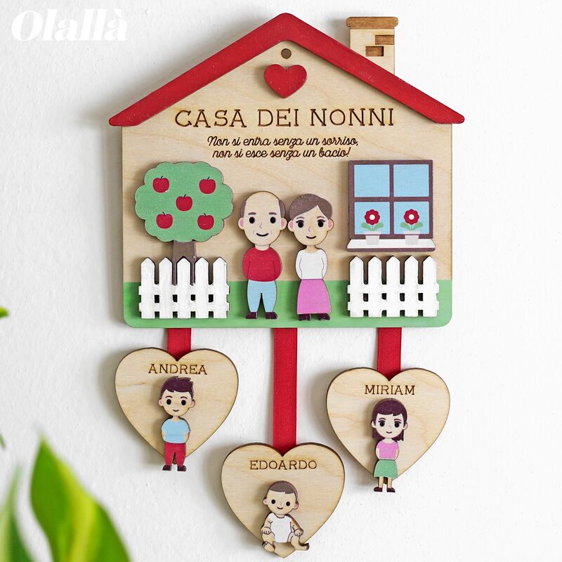 Targhetta Appendere Nonni Casa Amore Personalizzato Ritratto Omin3i