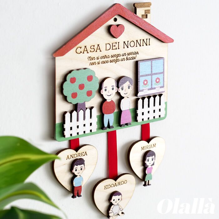 Targhetta Appendere Nonni Casa Amore Personalizzato Ritratto Omini 55