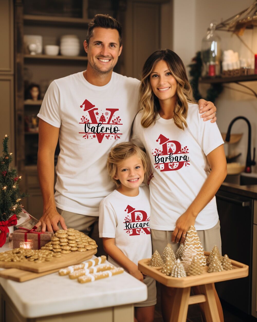 Set Natalizio Famiglia Magliette Monogramm3a