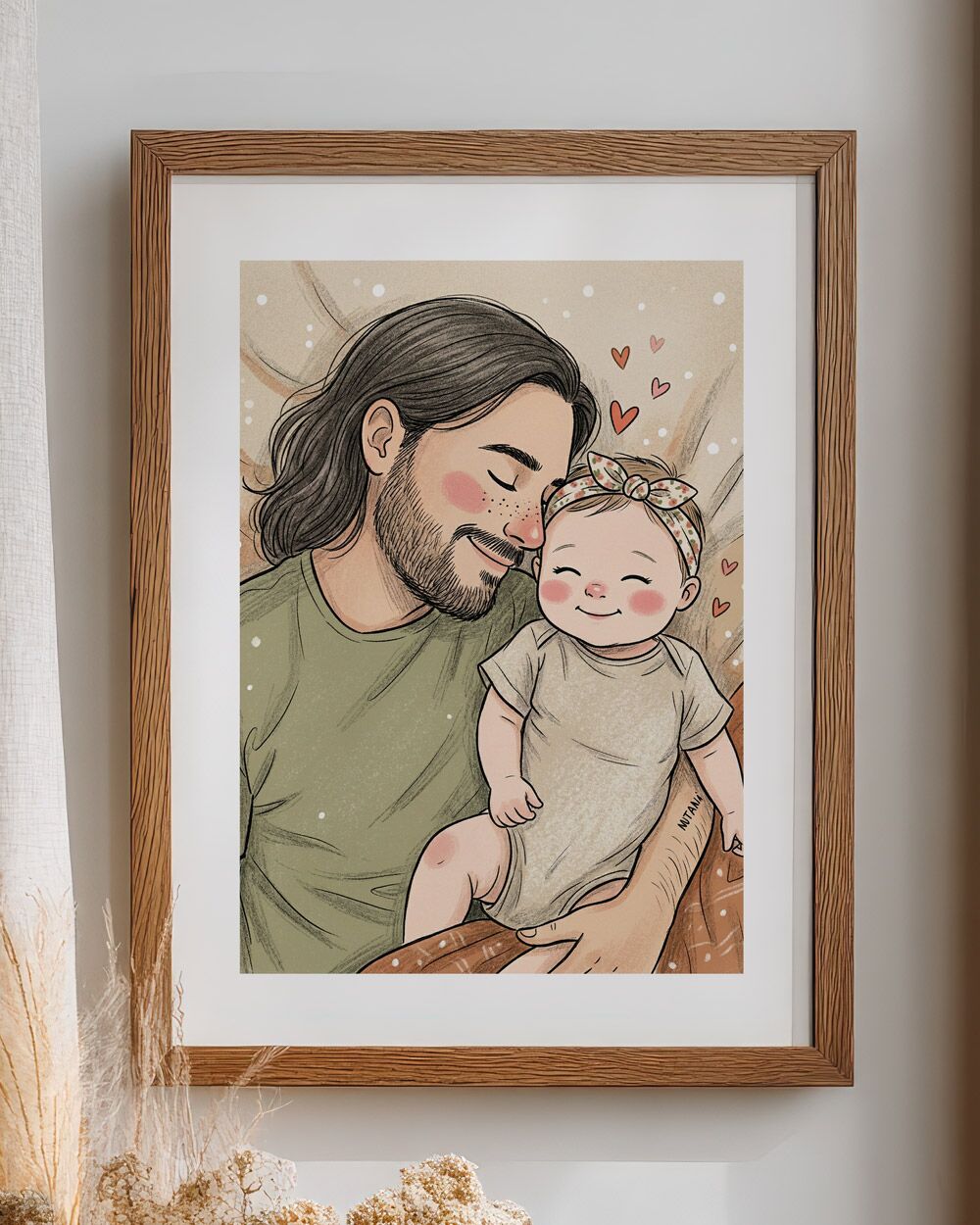 RITRATTO Illustrazione Dolce Papa Figlio Da Foto Su Misura 235