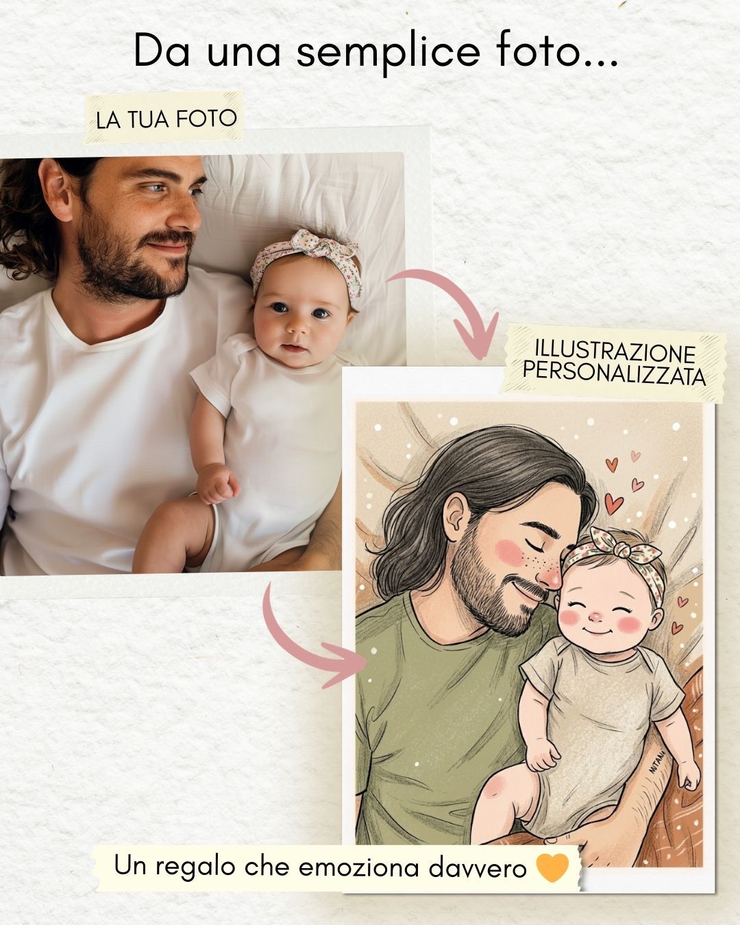 Illustrazione Personalizzata Papa Figlio Libro Favola Bambini
