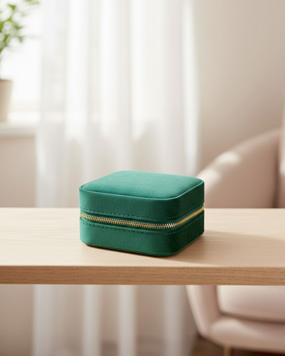 Portagioie Contenitore Gioielli Verde Velluto Regalo 01