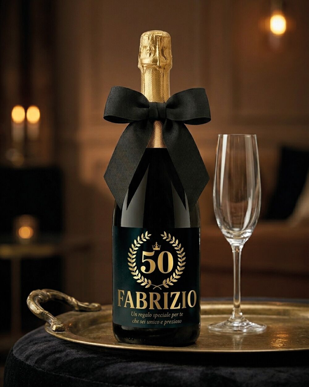 Bottiglia di Vino Personalizzata per Compleanno Lamina Oro Idea Regalo 50 anni 60 anni 70 anni ... - immagine 2