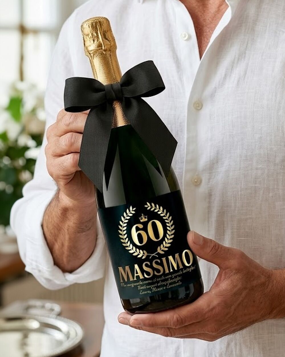 Bottiglia di Vino Personalizzata per Compleanno Lamina Oro Idea Regalo 50 anni 60 anni 70 anni ... - immagine 3