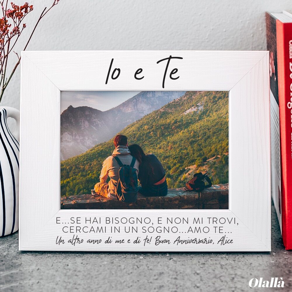 Cornice in Legno "Io e Te" Personalizzata con Nomi e Dedica - Idea Regalo Anniversario, San Valentino
