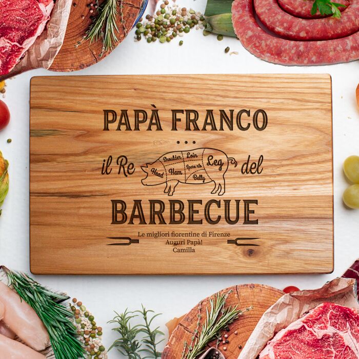 Tagliere in Legno Il Re del Barbecue - Idea Regalo Festa del Papà