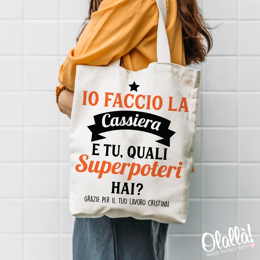 Shopper Personalizzata Cassiera Superpoteri