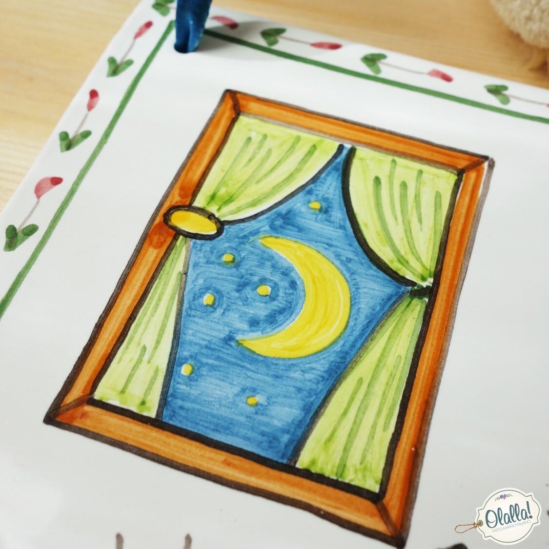 Targa in Ceramica Personalizzata per Annuncio Nascita Dipinta a Mano - immagine 4