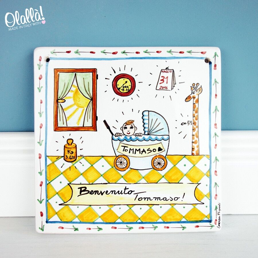 targa-ceramica-nascita-personalizzata-dipinta-mano