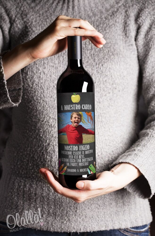 Bottiglia Personalizzata con Foto e Dedica - Regalo Maestre - immagine 3