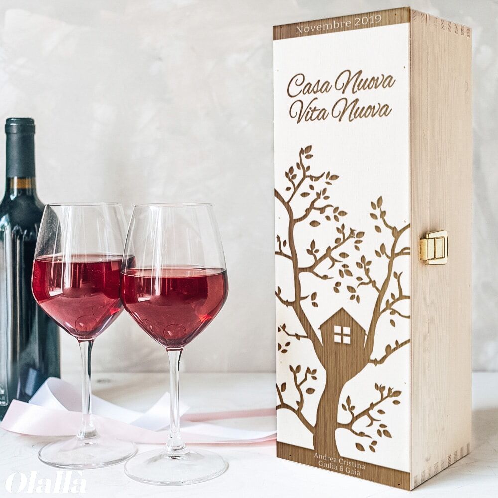 Cassettina Porta Vino in Legno Personalizzata Idea Regalo Acquisto di Casa Nuova