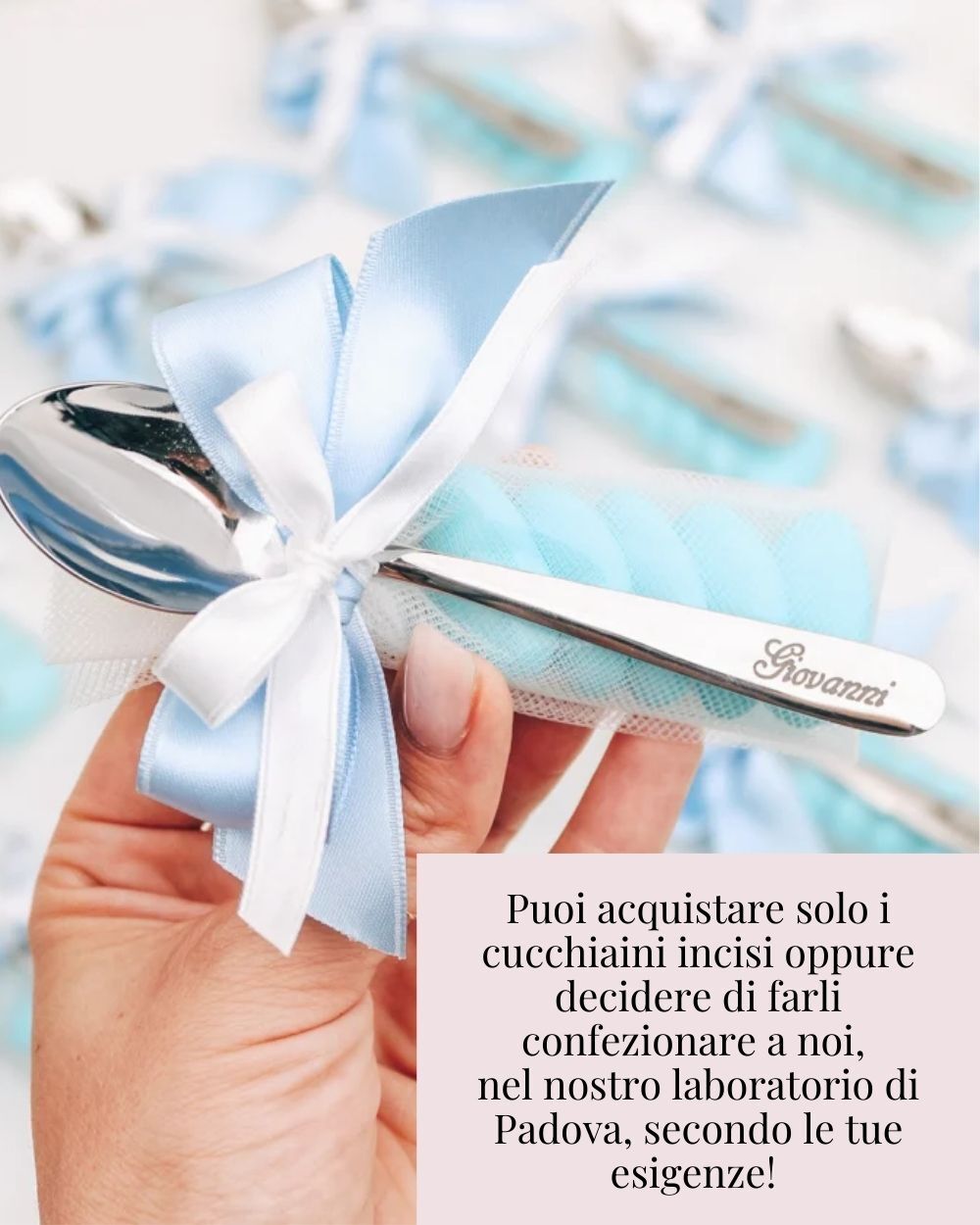 Cucchiaino Personalizzato in Acciaio con Nome - Idea Bomboniera Battesimo Comunione Cresima - immagine 5