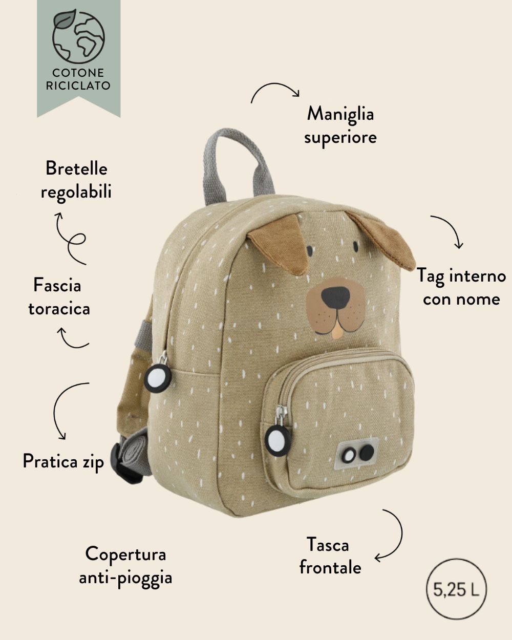 Zainetto Personalizzabile Trixie con Animaletti e Nome, Backpack per Asilo, Scuola Materna, e Borraccia Coordinata Personalizzabile - Idea Regalo Scuola Bambini, Ritorno a Scuola - immagine 25