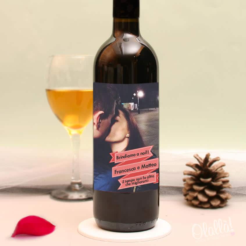 Bottiglia Vino Personalizzata Foto Dedica San Valentino Anniversario