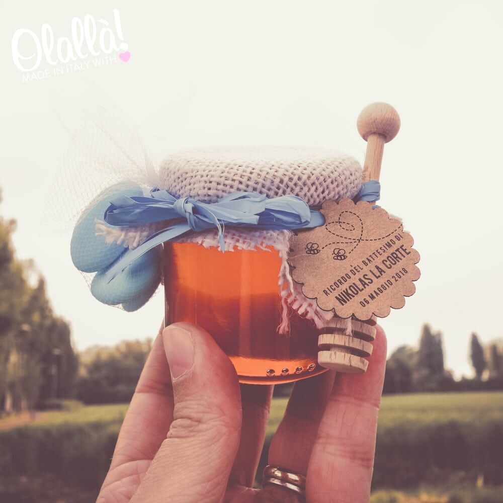 Bomboniera Miele Battesimo Personalizzata Vintage