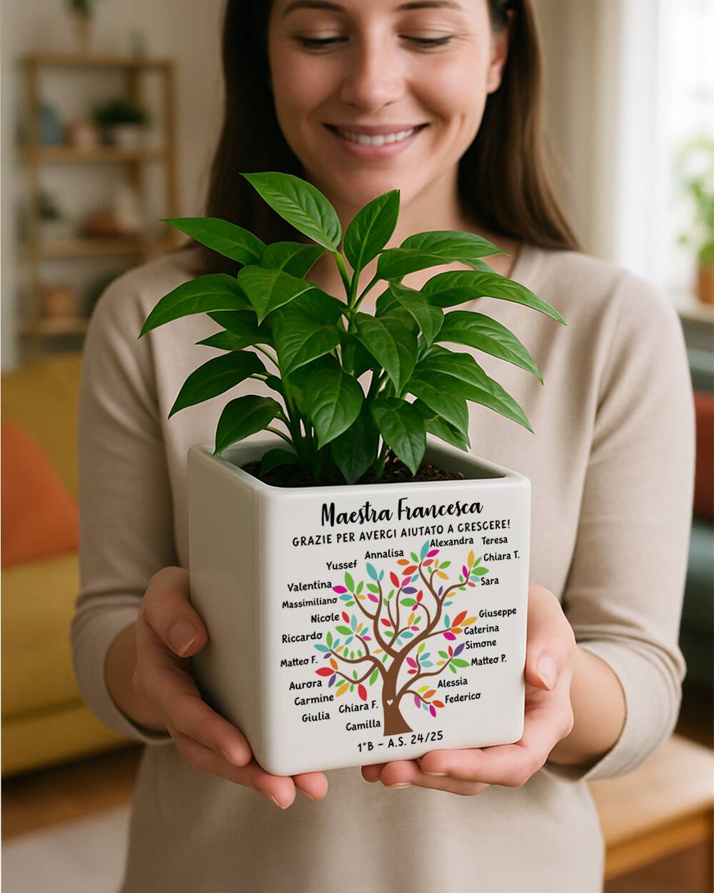 Vaso Personalizzato Regalo Maestra Albero Della Vita Nomi Bambini2323