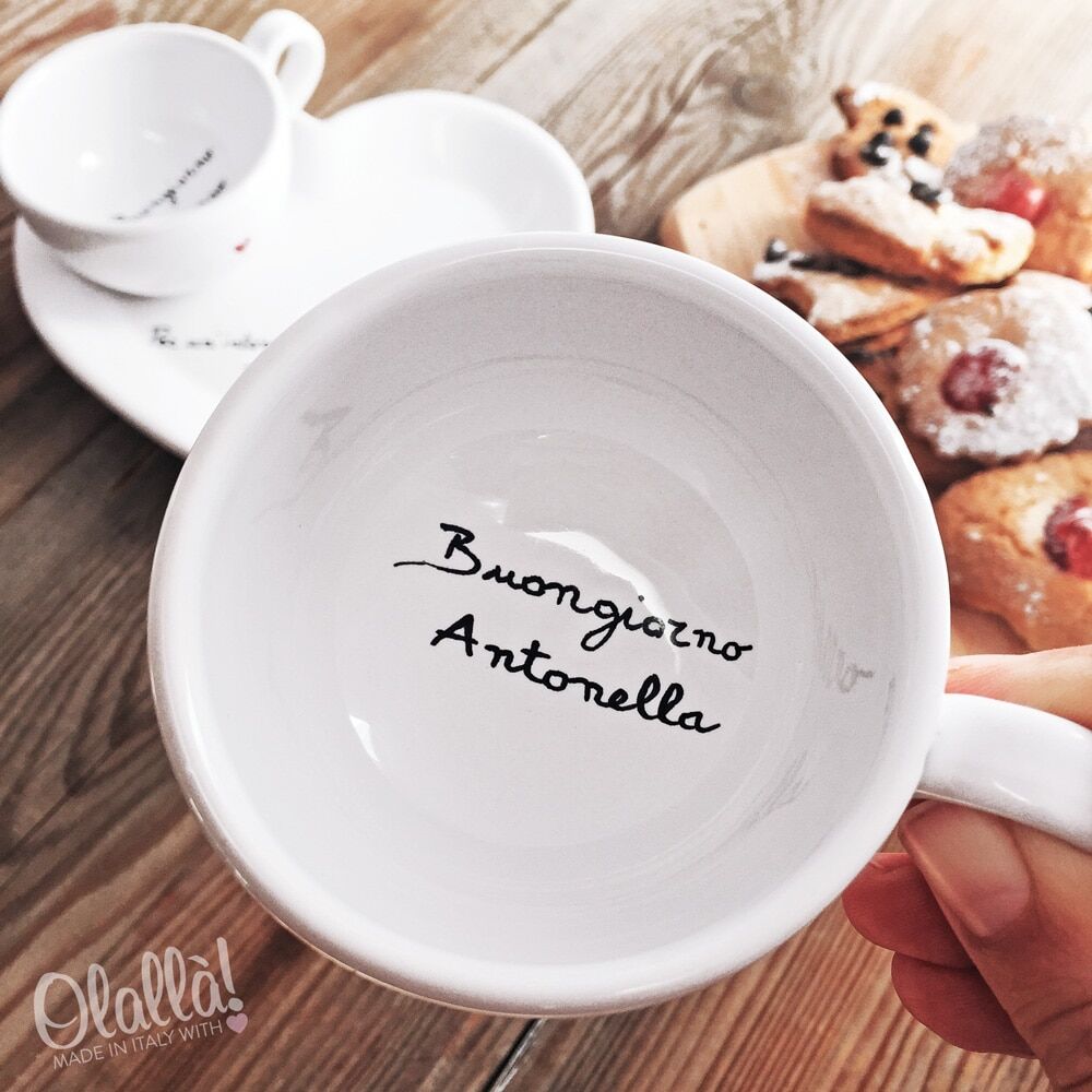 Tazzina Personalizzata Scritta Mano Buongiorno