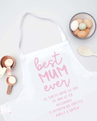 Grembiule Idea Regalo Festa Della Mamma Personalizzato Best Mum Ever
