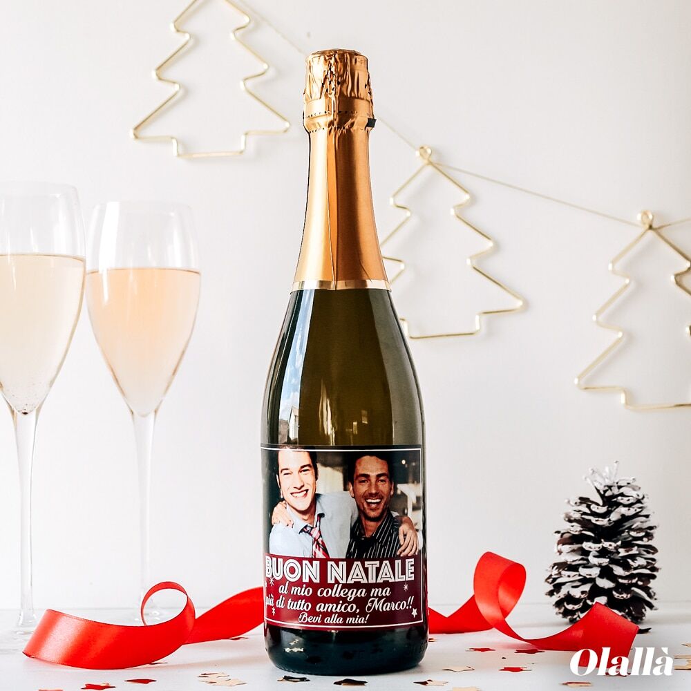Bottiglia Vino Natale Personalizzata Foto Amici2
