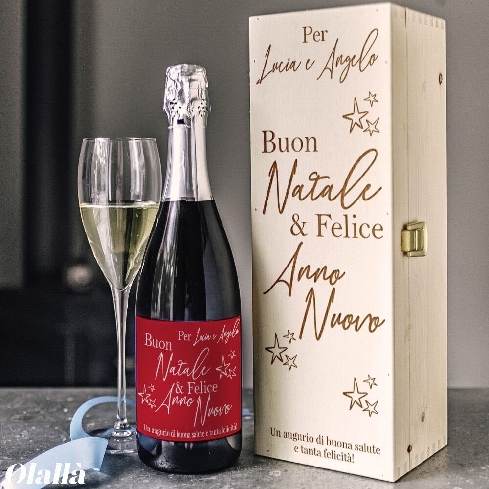 Cassettina Natale Stelle Personalizzata Regalo Spumante