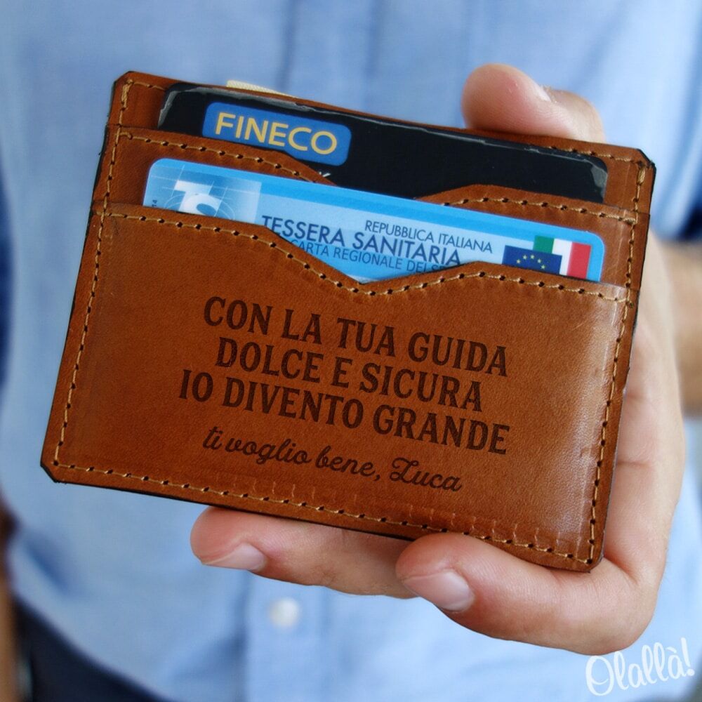 Portacarte Personalizzato Cuoio Regaloper Nonno 02