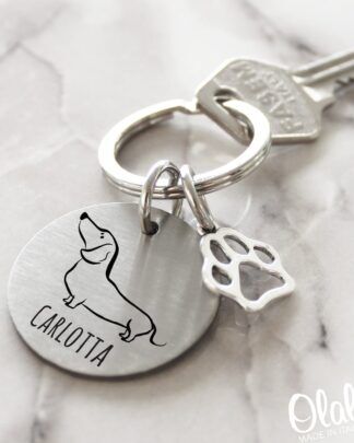 Portachiavi Nome Cane Disegno Regalo