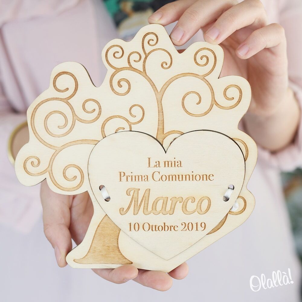 Portasoldi Comunione Legno Personalizzato Dedica 2