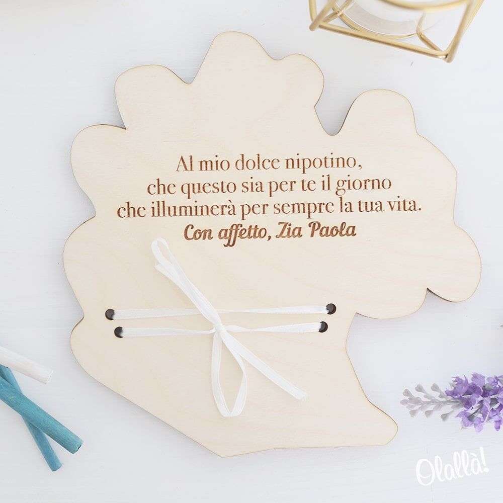 Portasoldi Comunione Legno Personalizzato Dedica 6