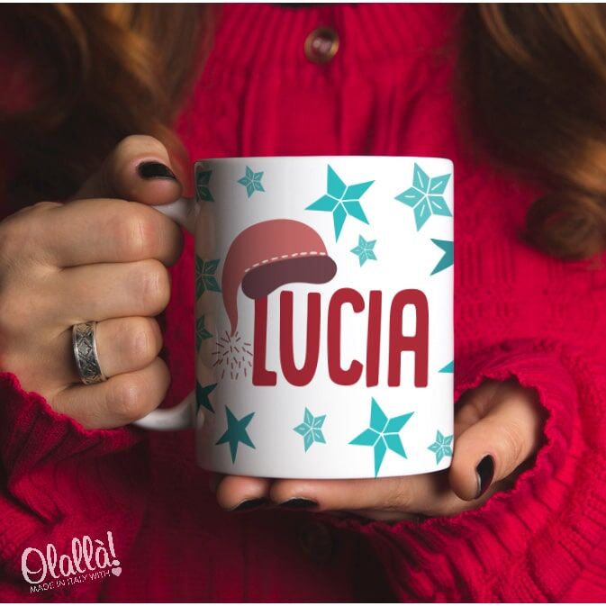 Tazza Stelle Natale Cappello Babbo Natale