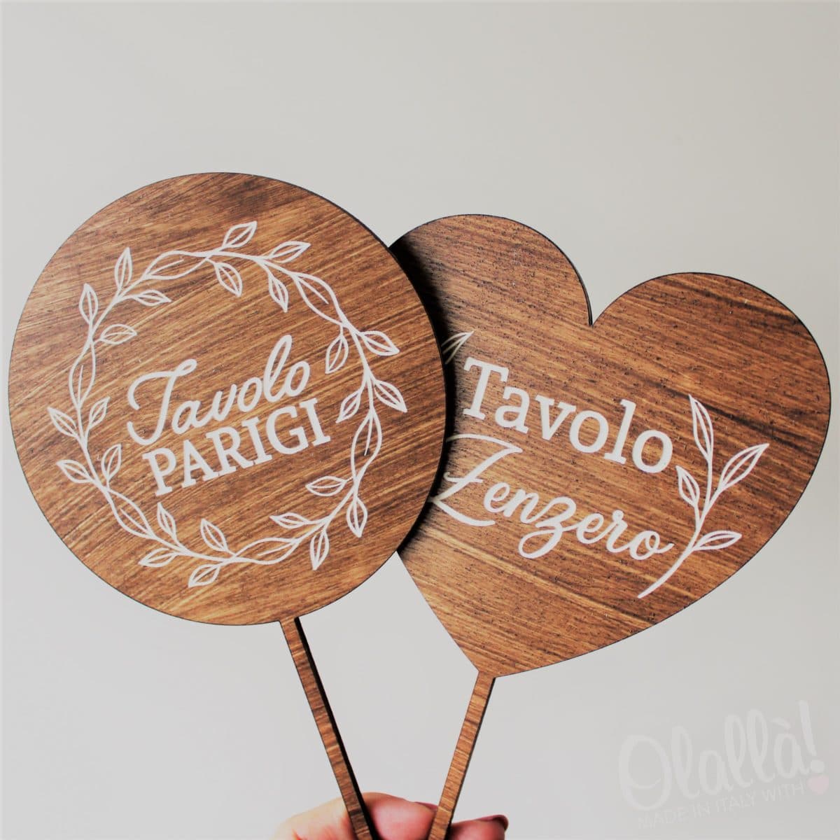 Segnatavolo Matrimonio Legno Cuore Tondo