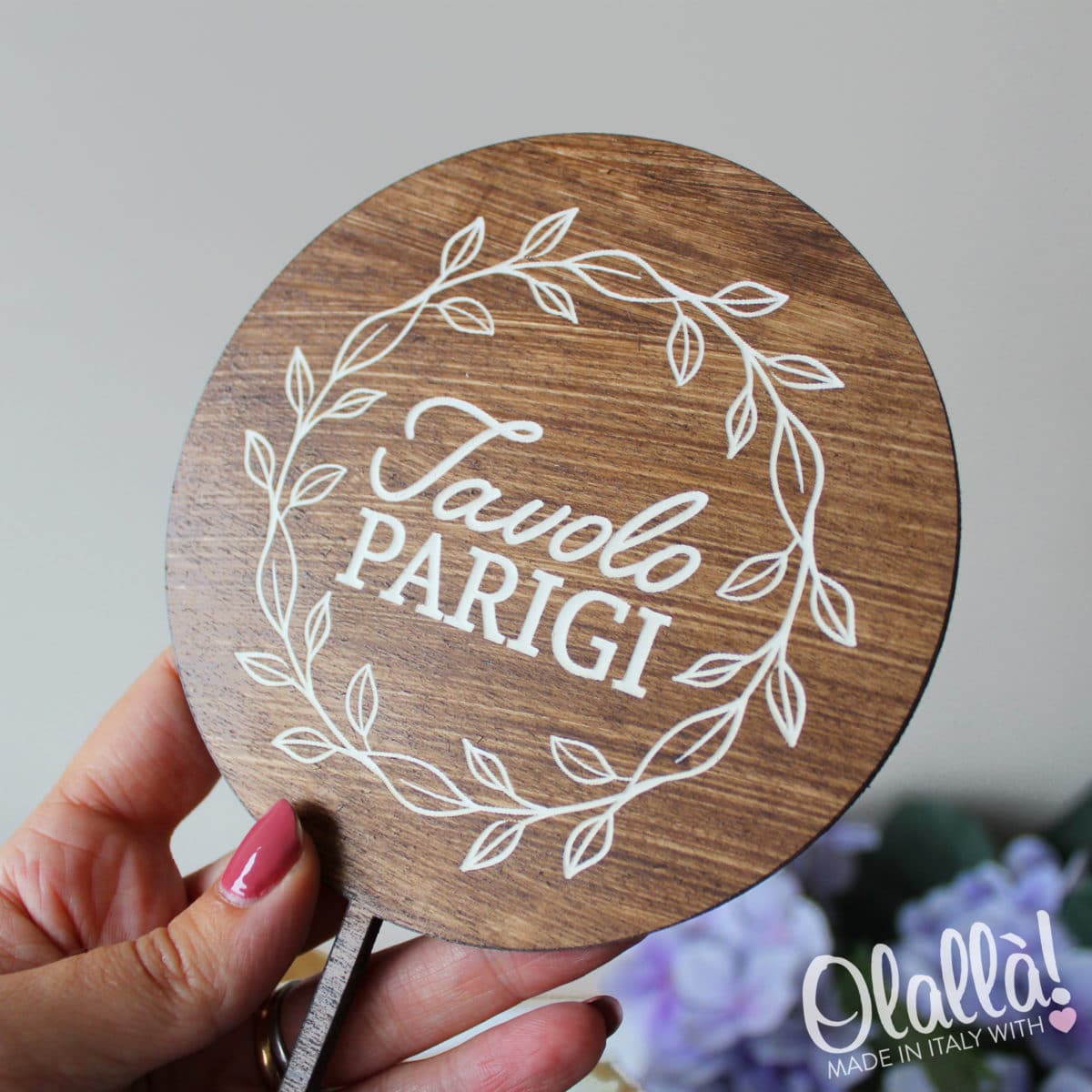 Segnatavolo Matrimonio Legno Tondo Decorazione