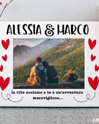 Cornice Legno Stampa Cuori Personalizzata Amore Valentino Anniversario