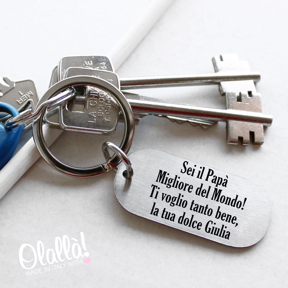 Portachiavi Personalizzato Acciaio Frase Papa76