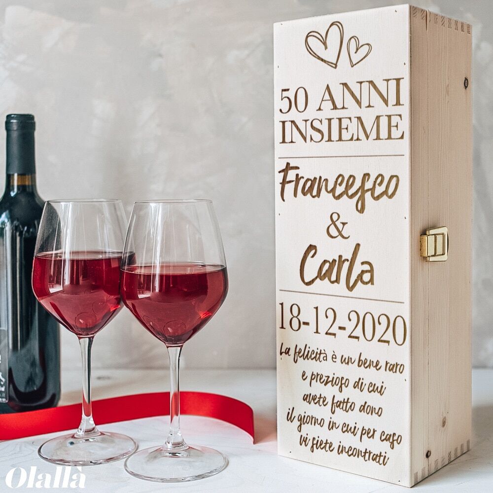Cassetta Vino Personalizzata Incisione Anniversario 1