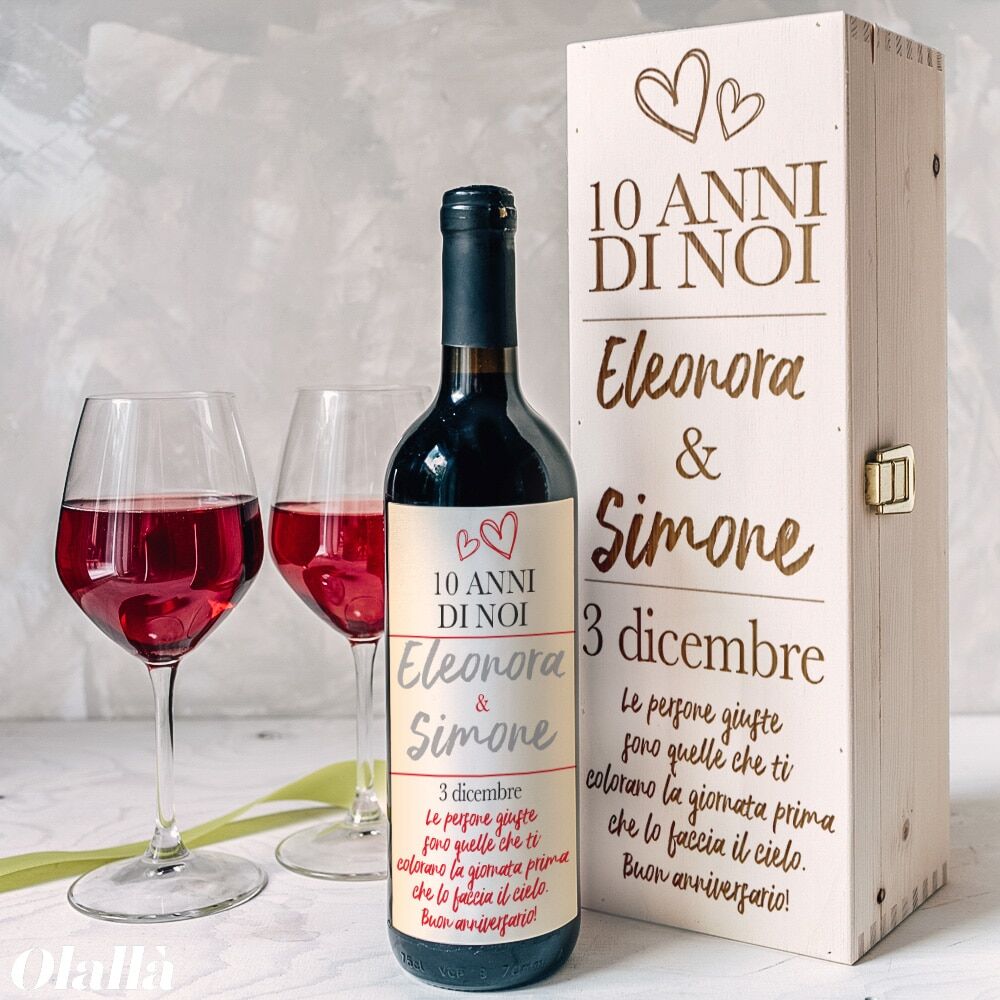 Cassetta Vino Personalizzata Incisione Anniversario 2