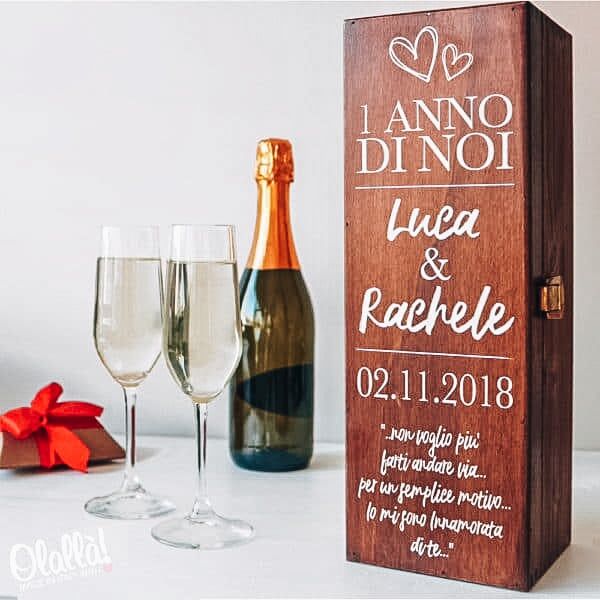 Cassettina Personalizzata Anniversario Legno Vino 1 Anno Di Noi
