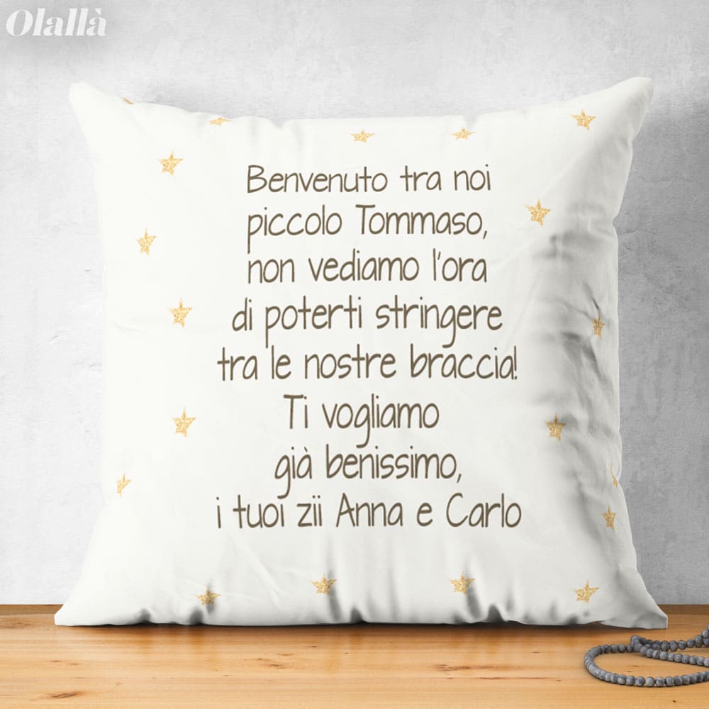 Cuscino Animali Nome Stelline Beige Retro