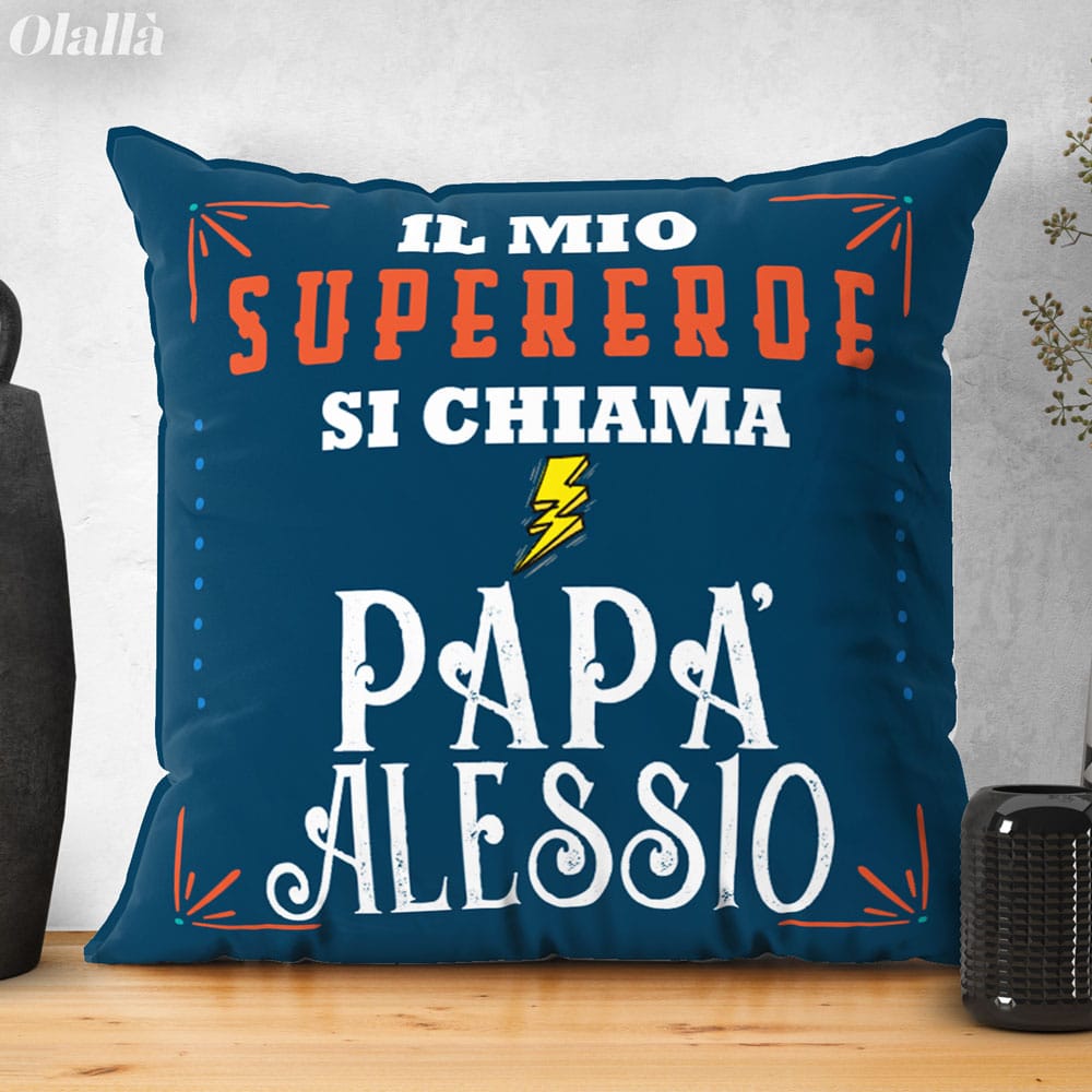 Cuscino Papa Super Eroe Personalizzato3