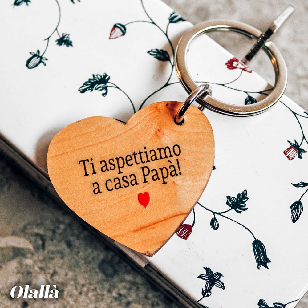 Portachiavi Legno Stampa Papa Personalizzato Retro Frase