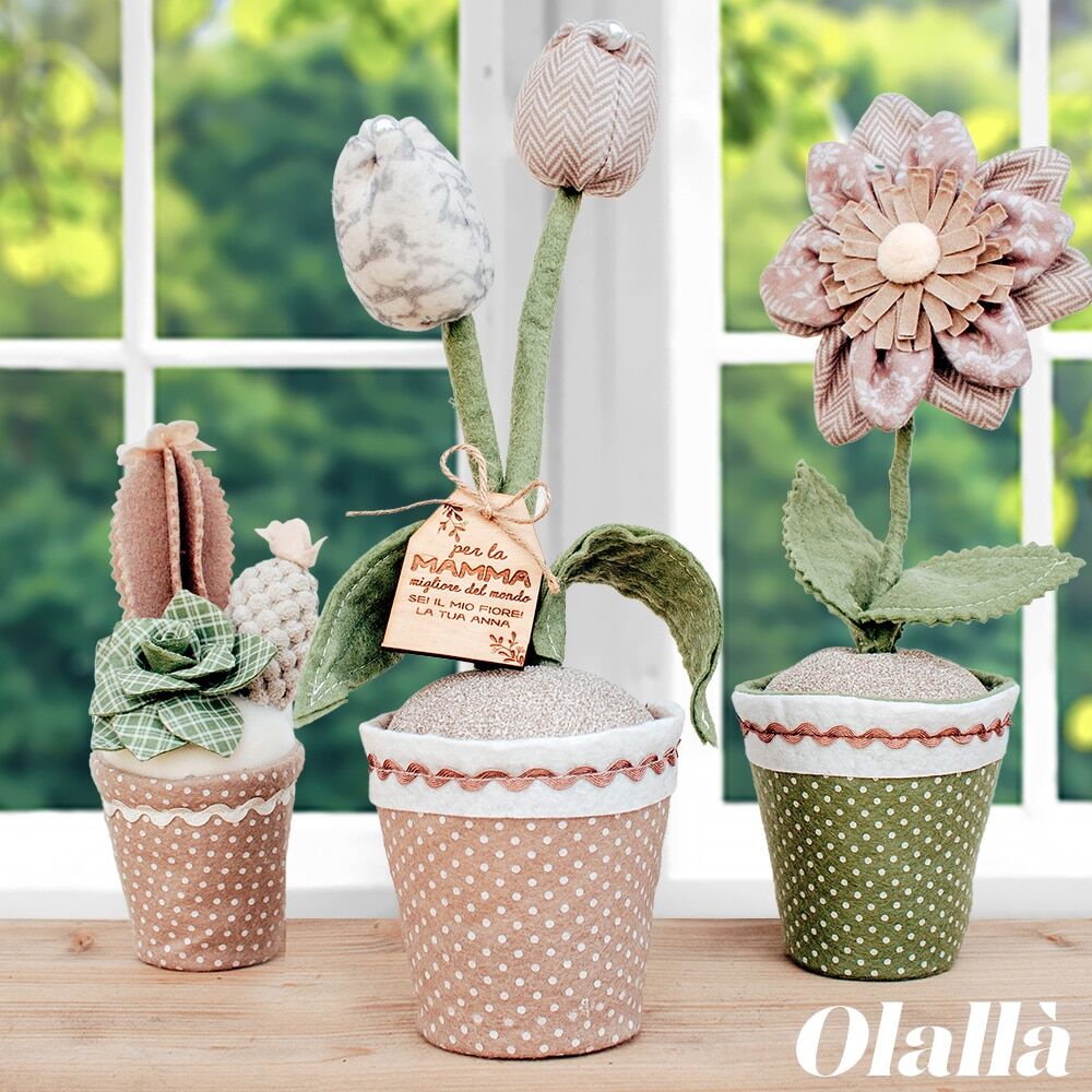 Tulipano Grigio Personalizzato Fiore Tessuto Mamma