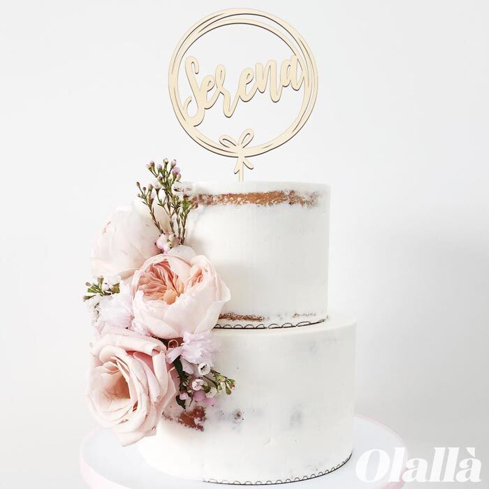 Cake Topper Nome Palloncino Legno