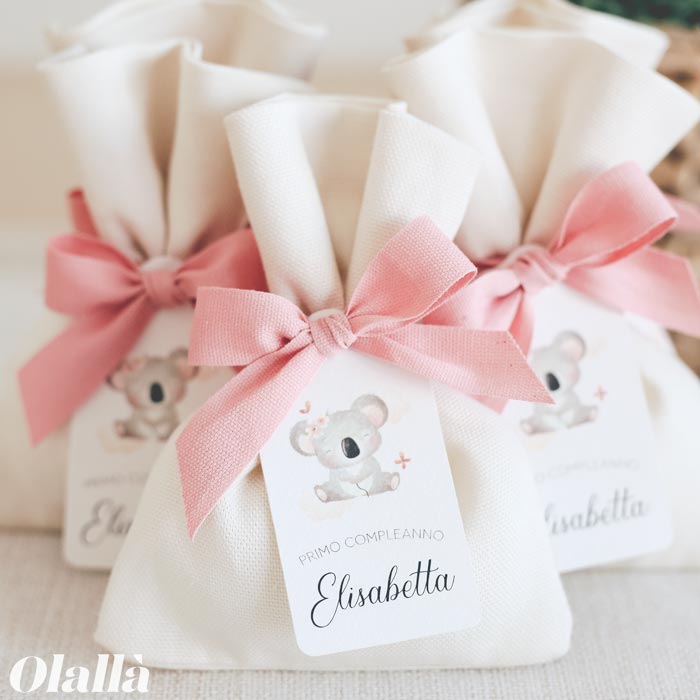 Sacchettini Portaconfetti Koala Cotone Personalizzati