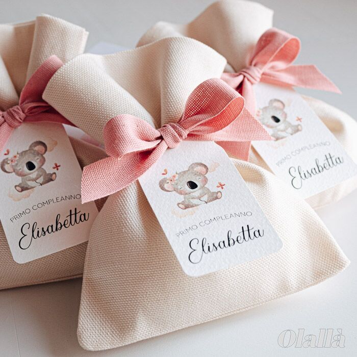 Sacchetto Portaconfetti Cotone Etichetta Koala 1